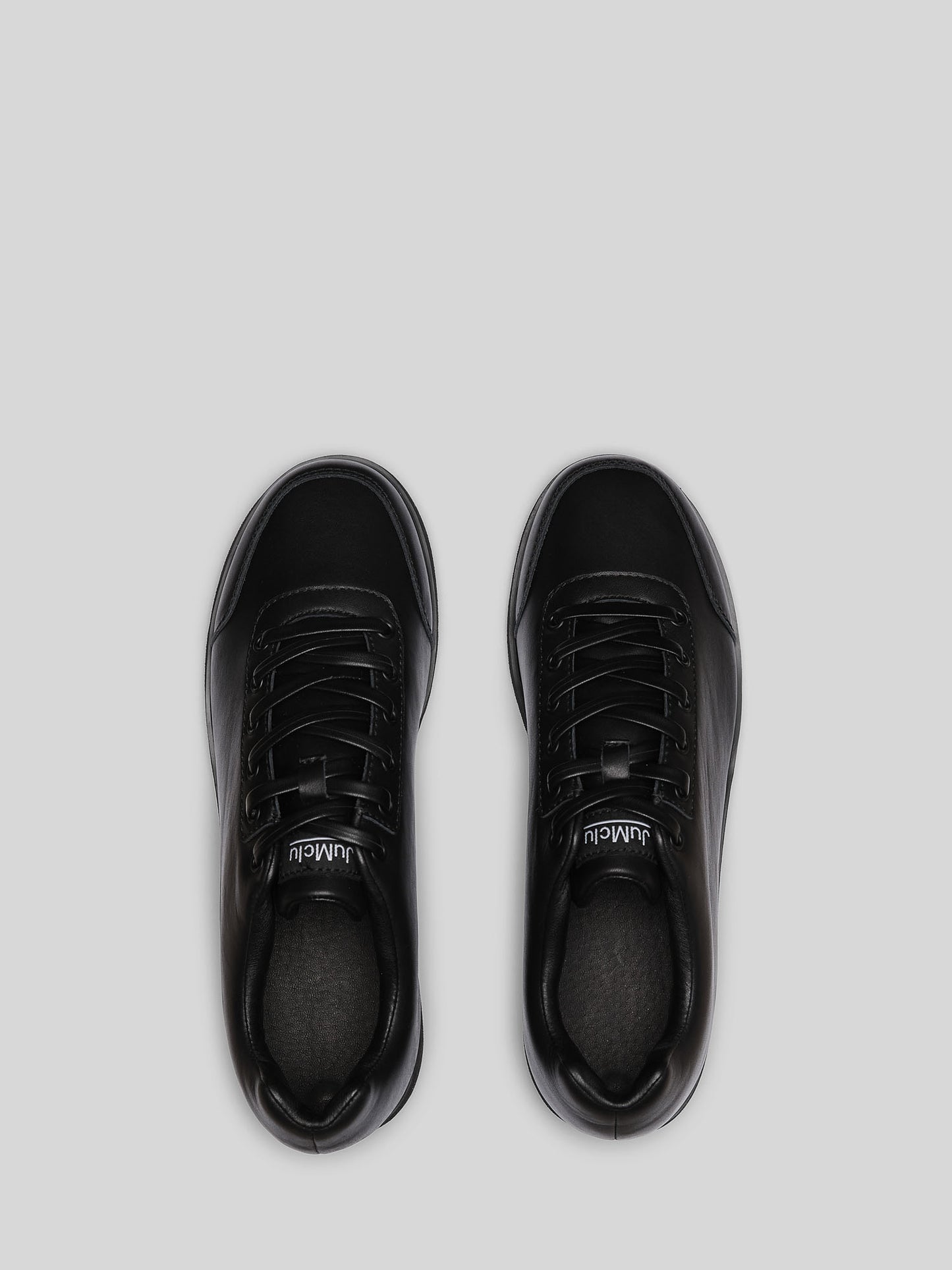 JuMclu Black Leather Luxury Fashion Sneaker