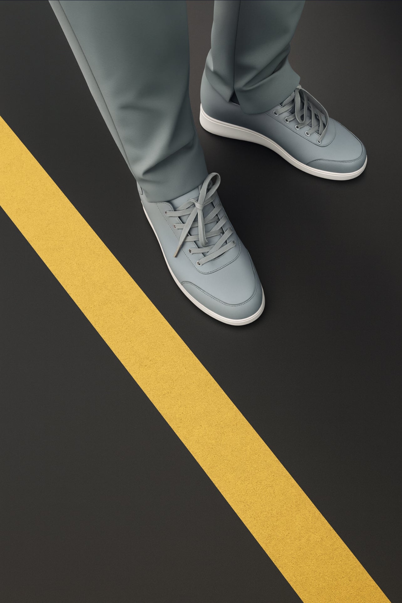 JuMclu Portal Sneaker Grey Leather GL Portal New Fashion Sustainable Luxury Sold Out Sneaker Shoe Fashion JuMclu Yellow Line Campaign