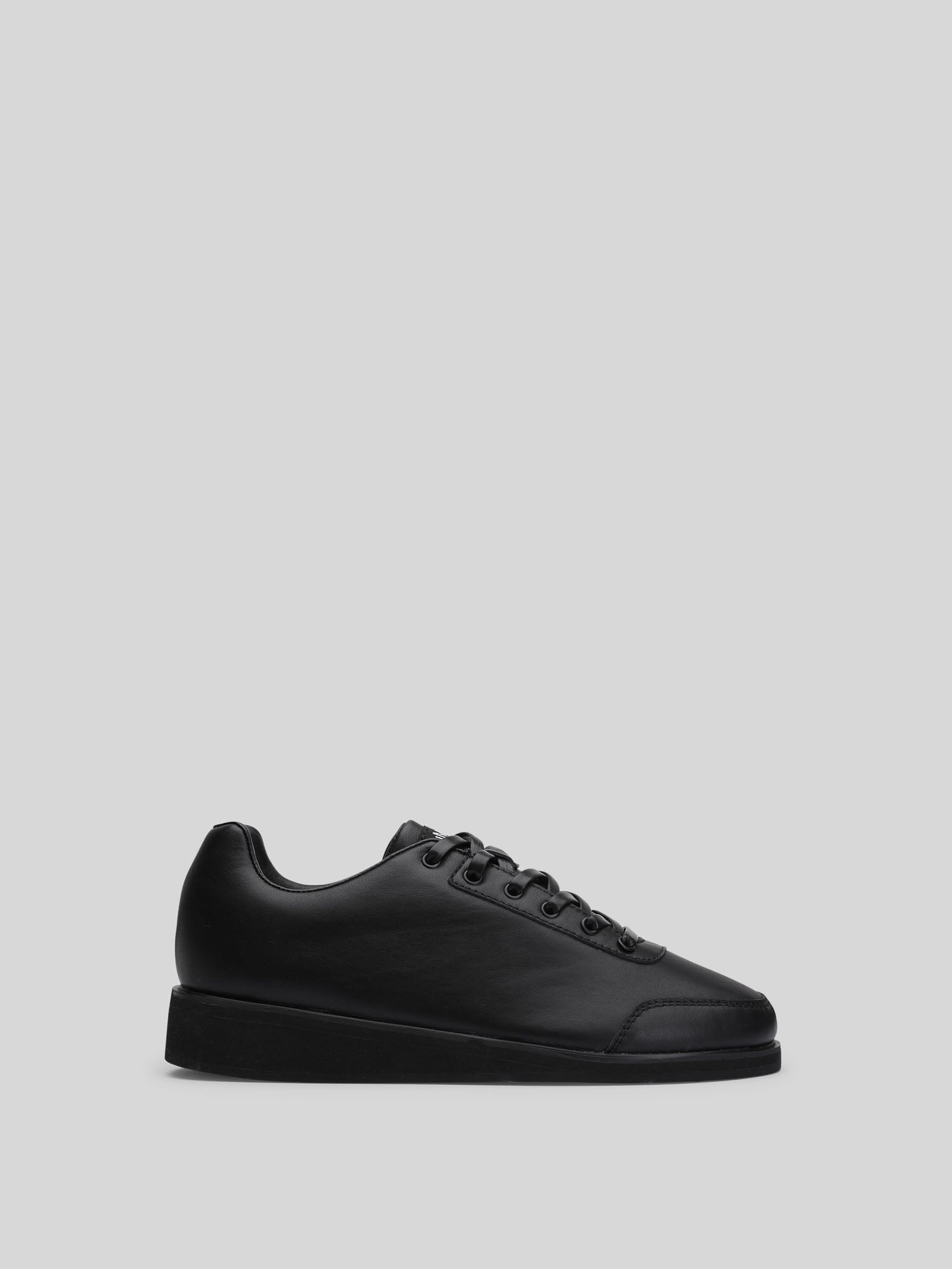 JuMclu Black Leather Luxury Fashion Portal Sneaker 