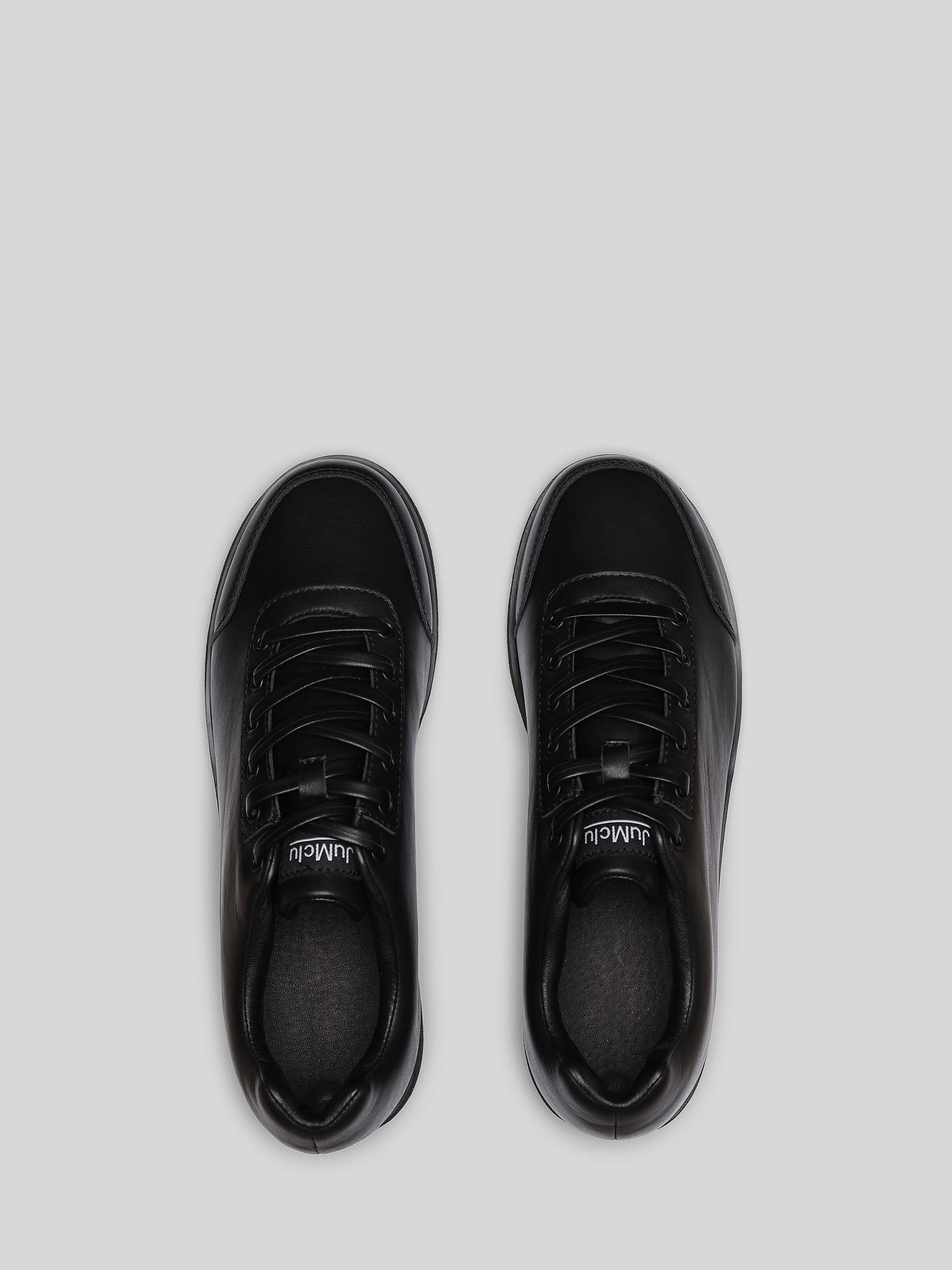 JuMclu Black Leather Luxury Fashion Sneaker 