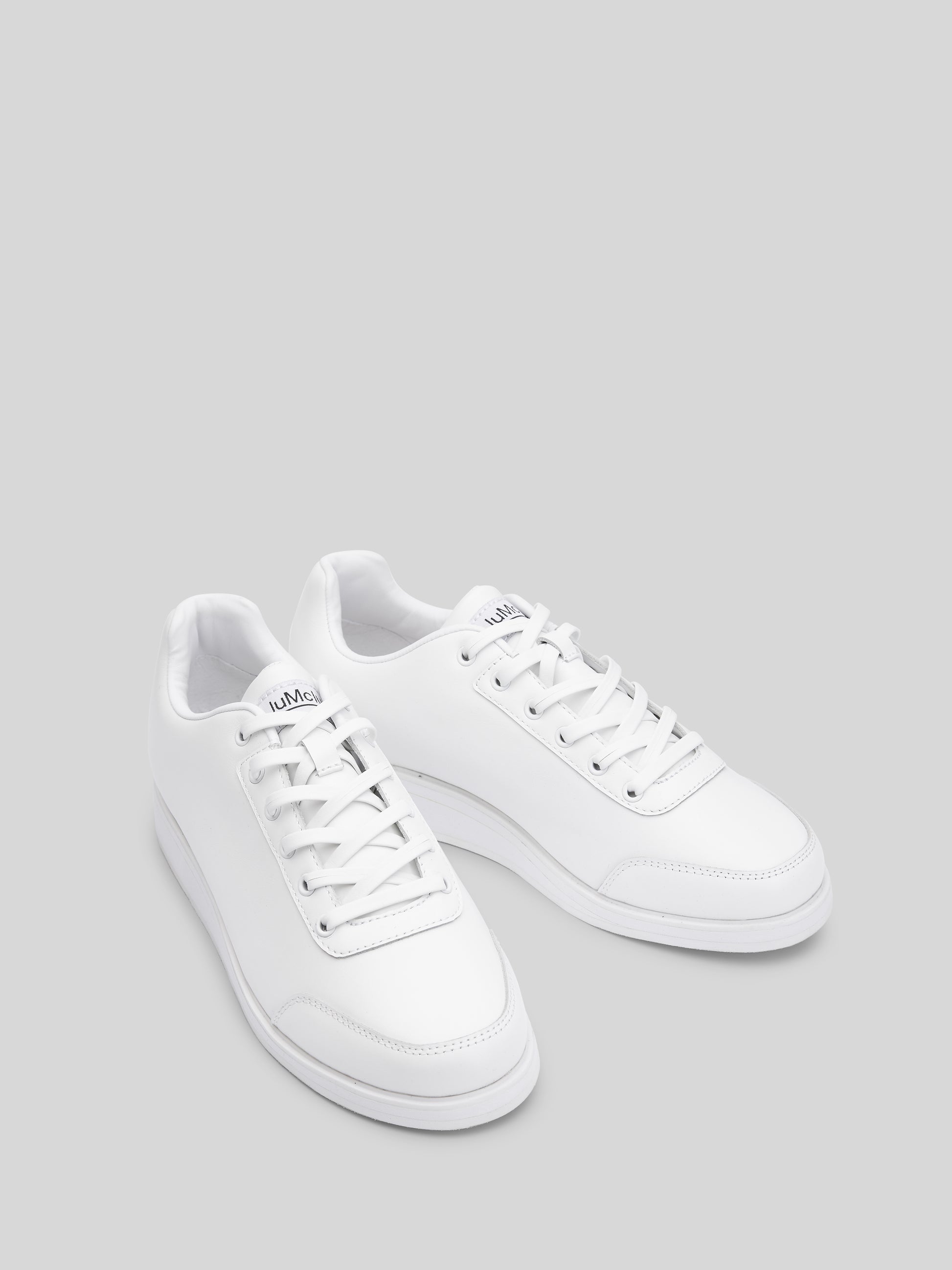 JuMclu White Leather Luxury Fashion Sneaker 